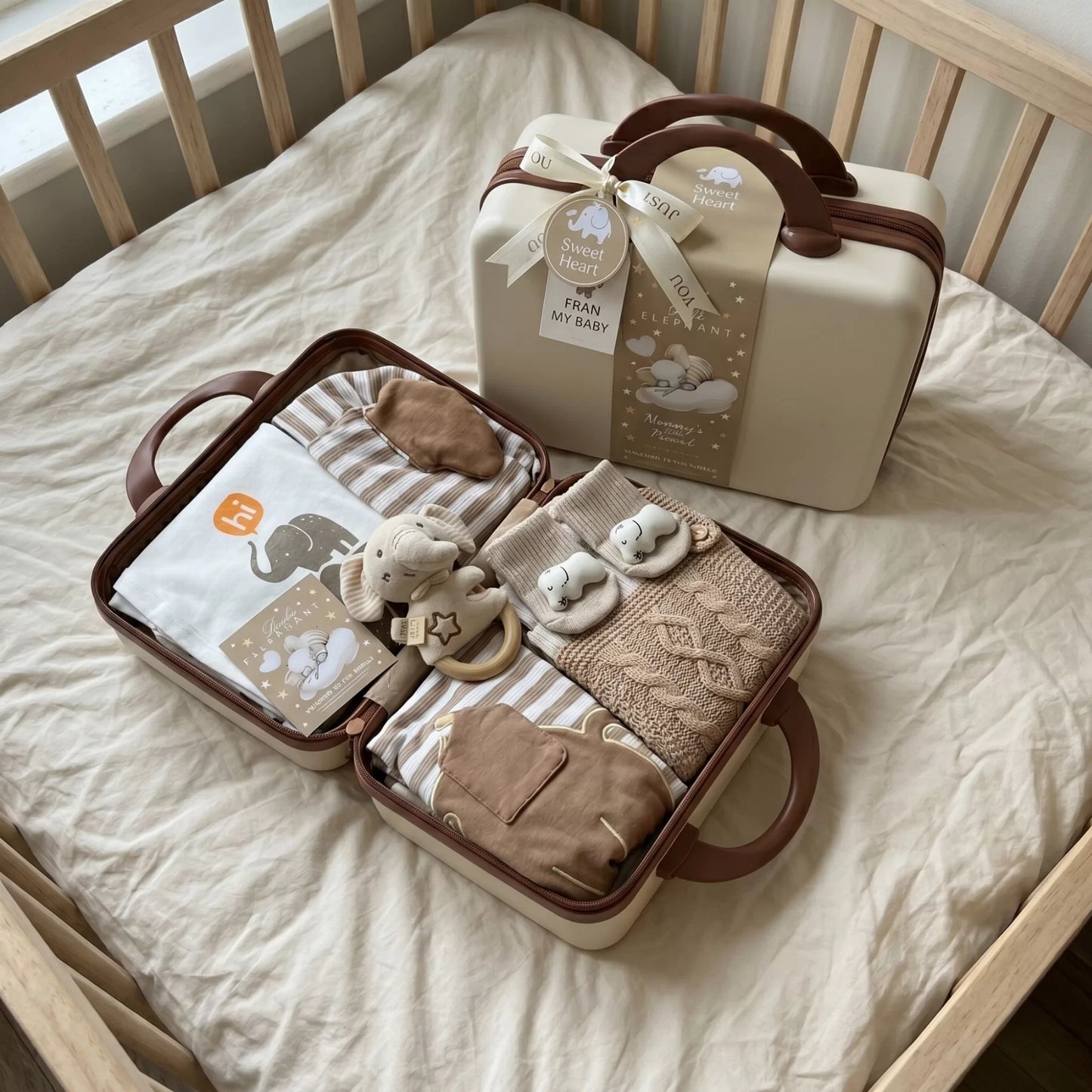 Elephant Baby Gift Set in Keepsake Suitcase
