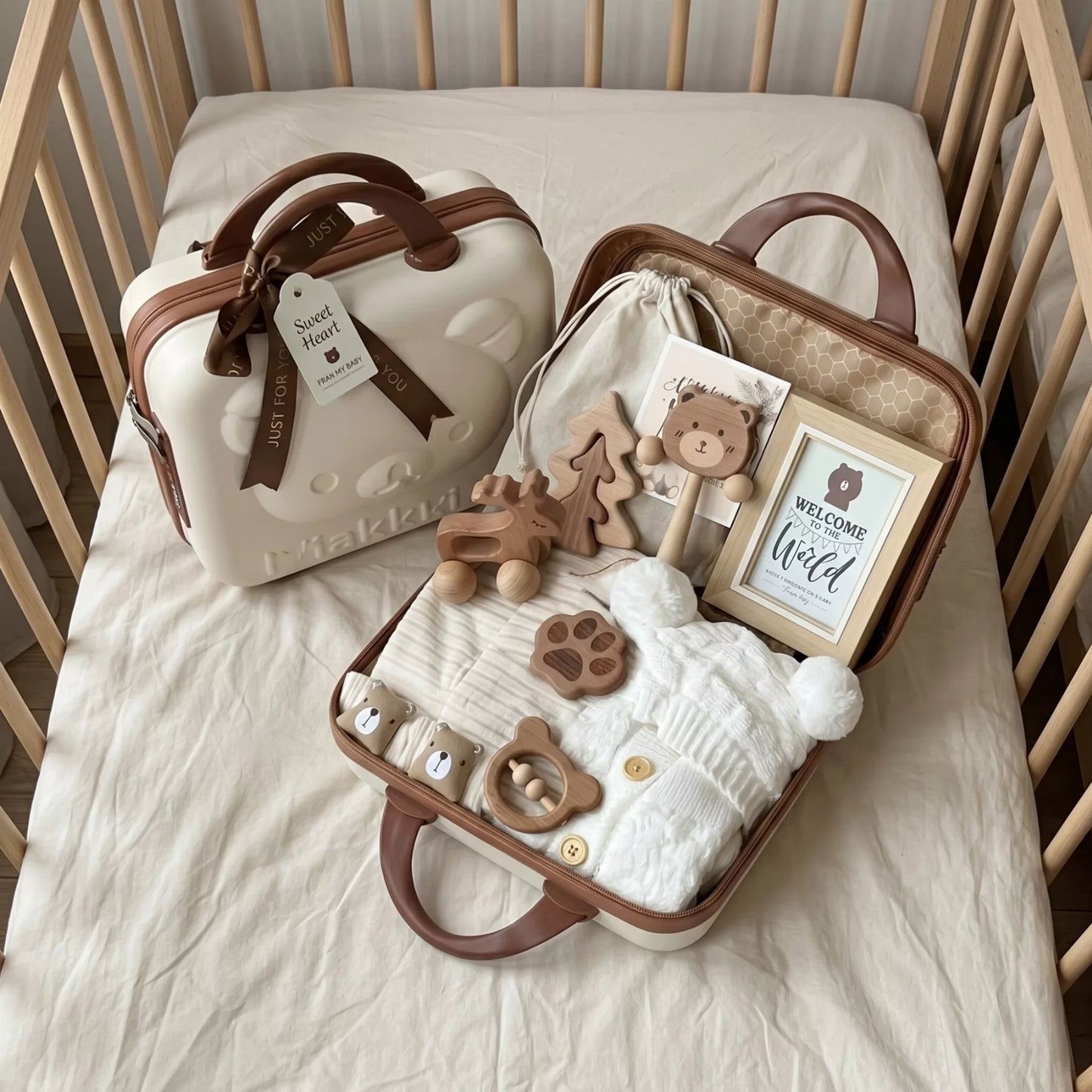 Bear Baby Gift Set in Keepsake Suitcase