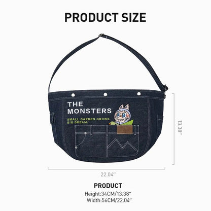 LABUBU DENIM MESSENGER BAG