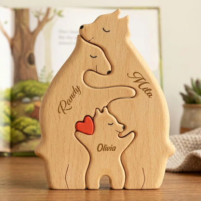 Personalized Wooden Bear Family Puzzle