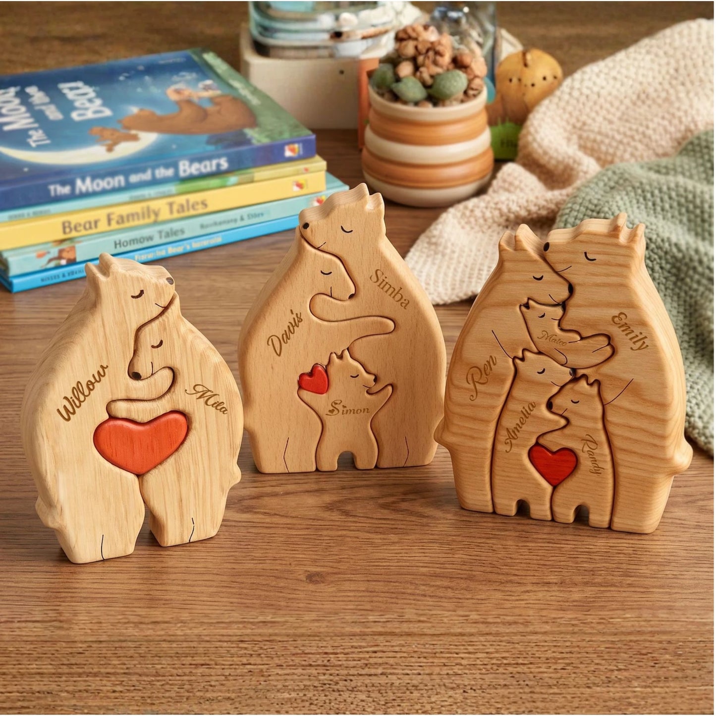 Personalized Wooden Bear Family Puzzle