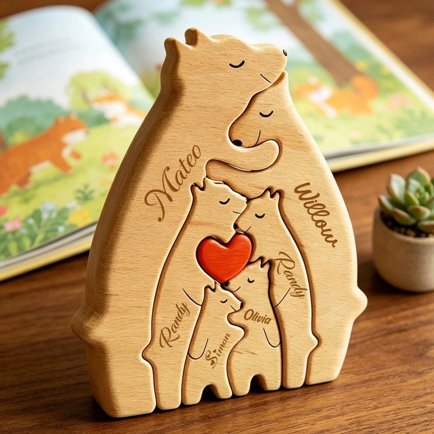 Personalized Wooden Bear Family Puzzle