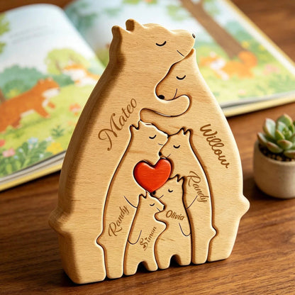 Personalized Wooden Bear Family Puzzle