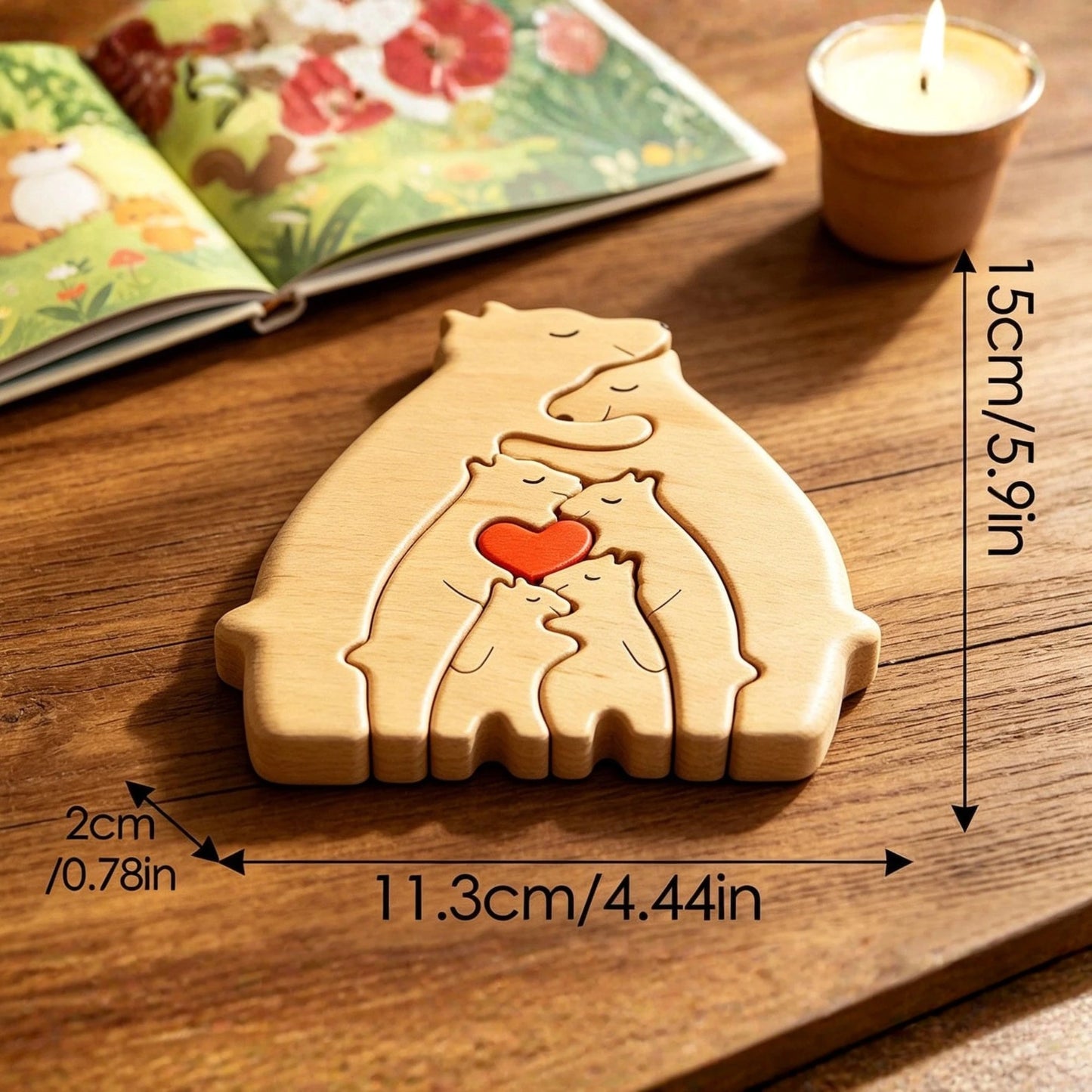 Personalized Wooden Bear Family Puzzle