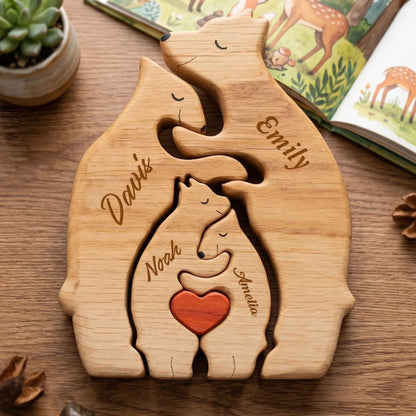 Personalized Wooden Bear Family Puzzle