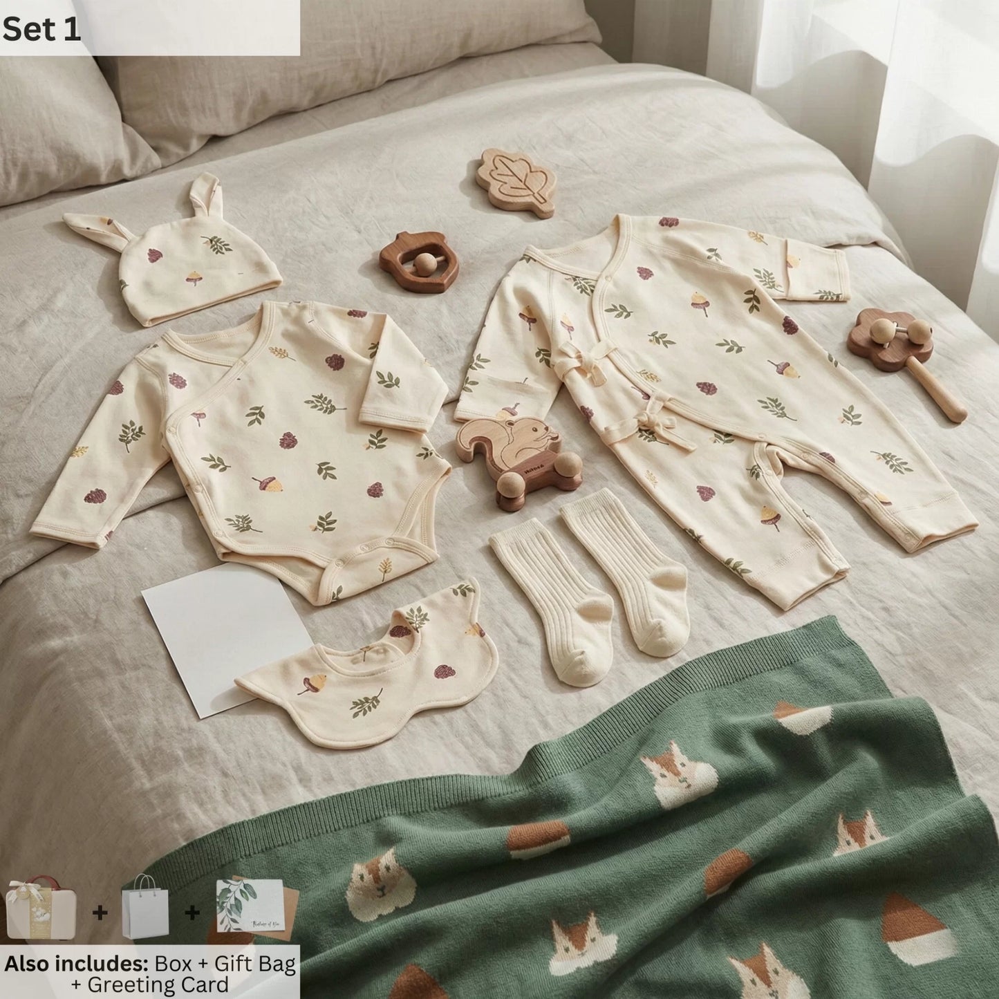 Squirrel Baby Gift Set in Keepsake Suitcase