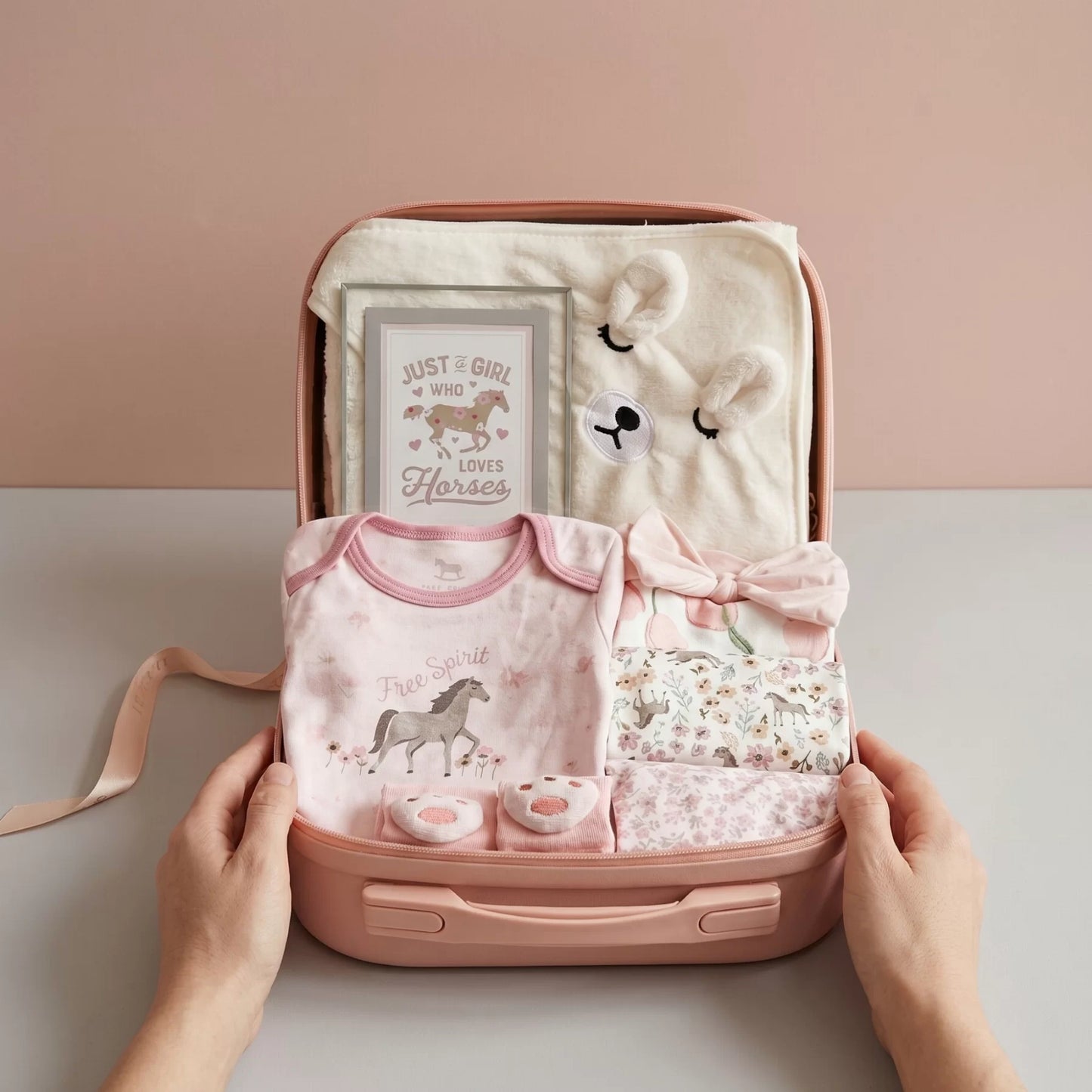 Equestrian Cars Baby Gift Set in Keepsake Suitcase