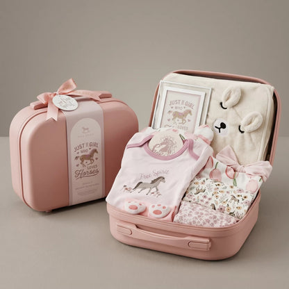 Equestrian Cars Baby Gift Set in Keepsake Suitcase