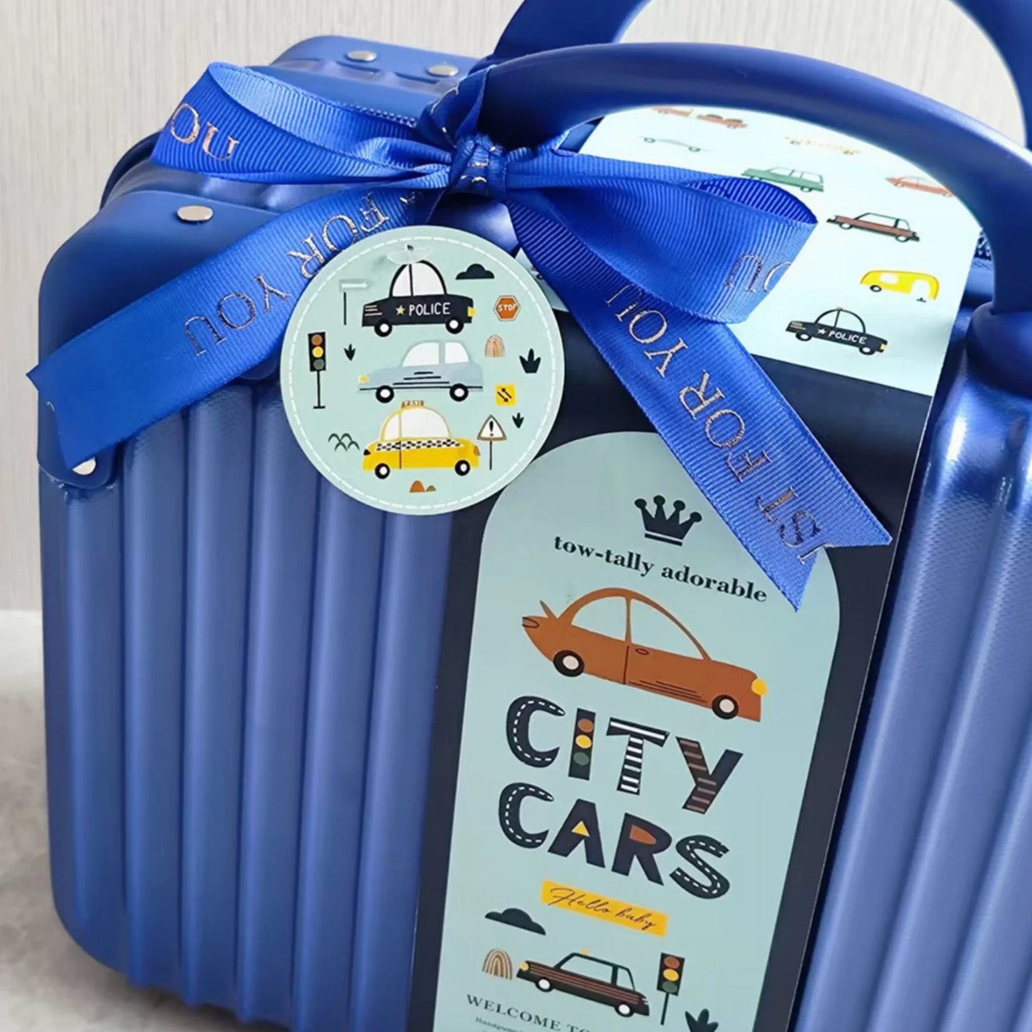 City Cars Baby Gift Set in Keepsake Suitcase