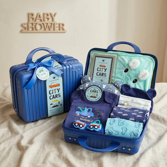 City Cars Baby Gift Set in Keepsake Suitcase