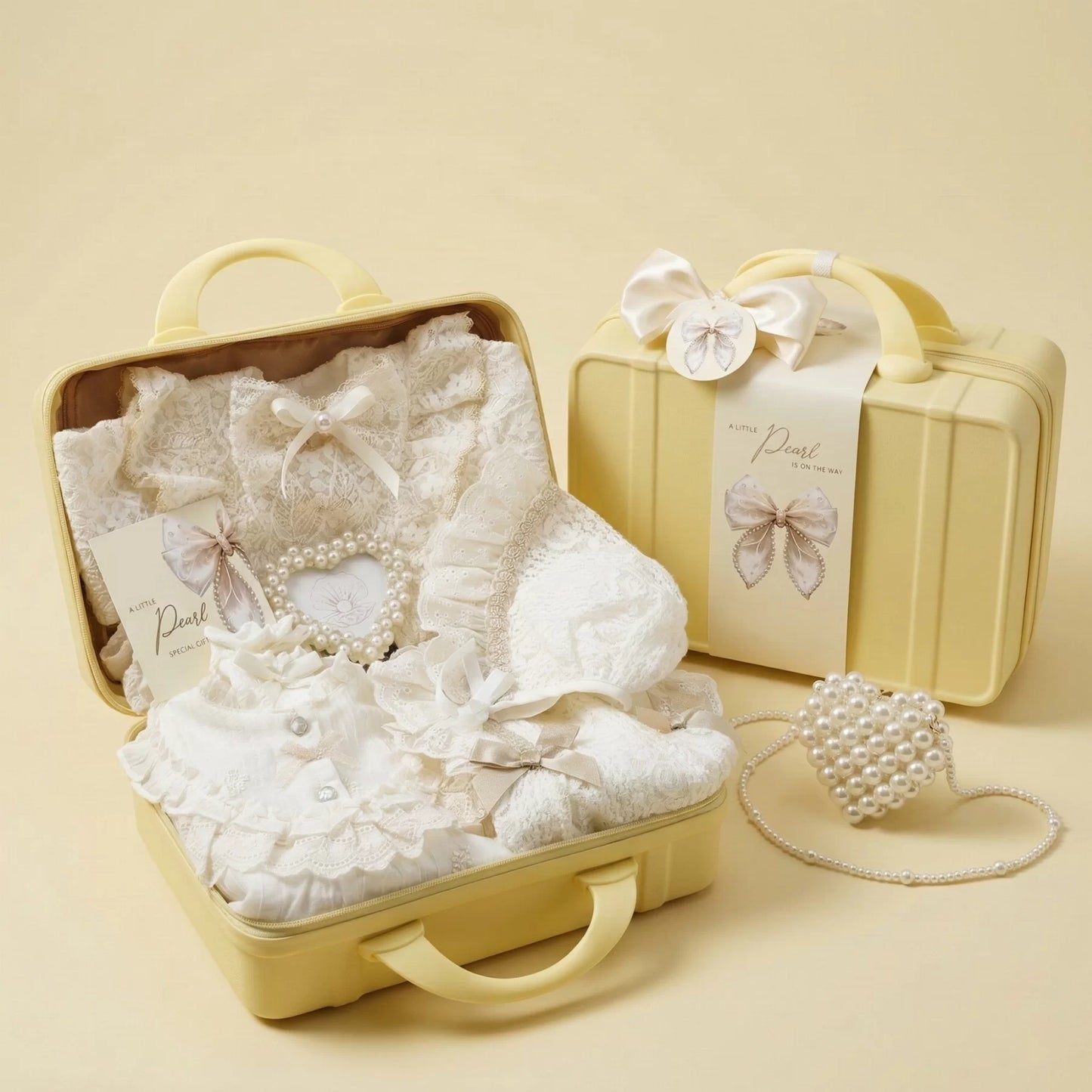 Pearl Baby Gift Set in Keepsake Suitcase