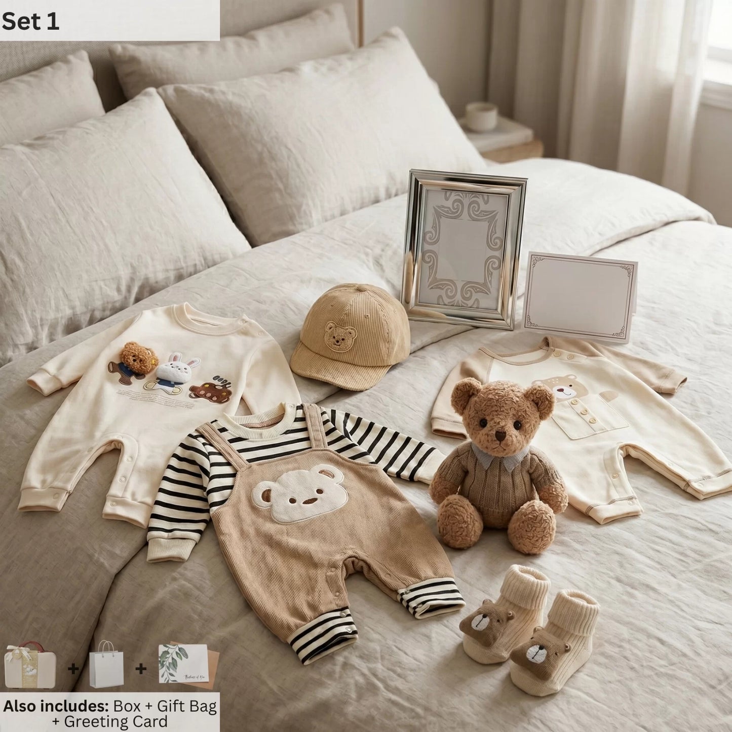 Teddy Baby Gift Set in Keepsake Suitcase