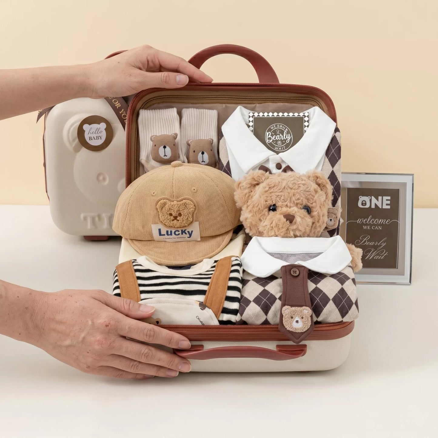 Teddy Baby Gift Set in Keepsake Suitcase