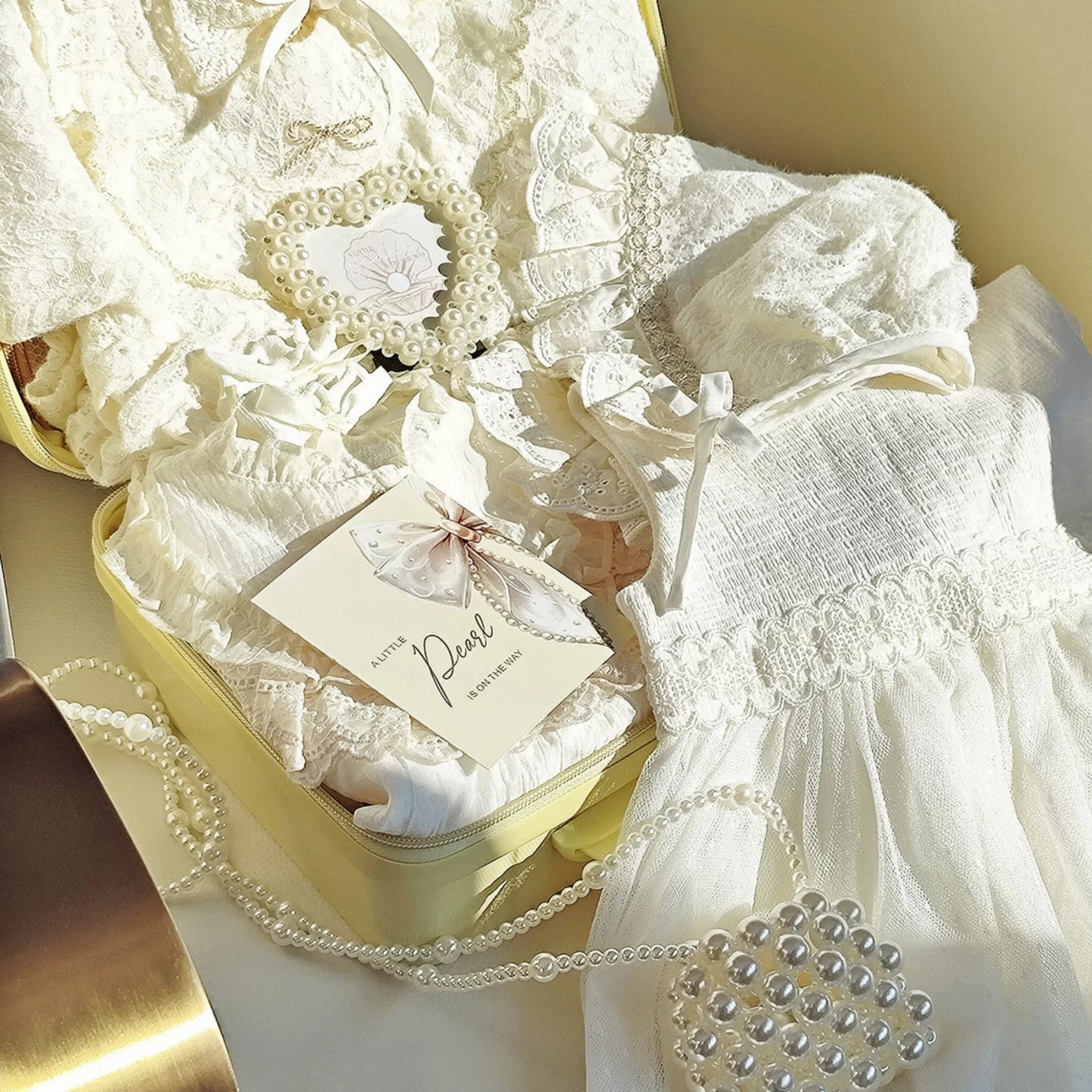 Pearl Baby Gift Set in Keepsake Suitcase