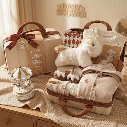 Carousel Baby Gift Set in Keepsake Suitcase