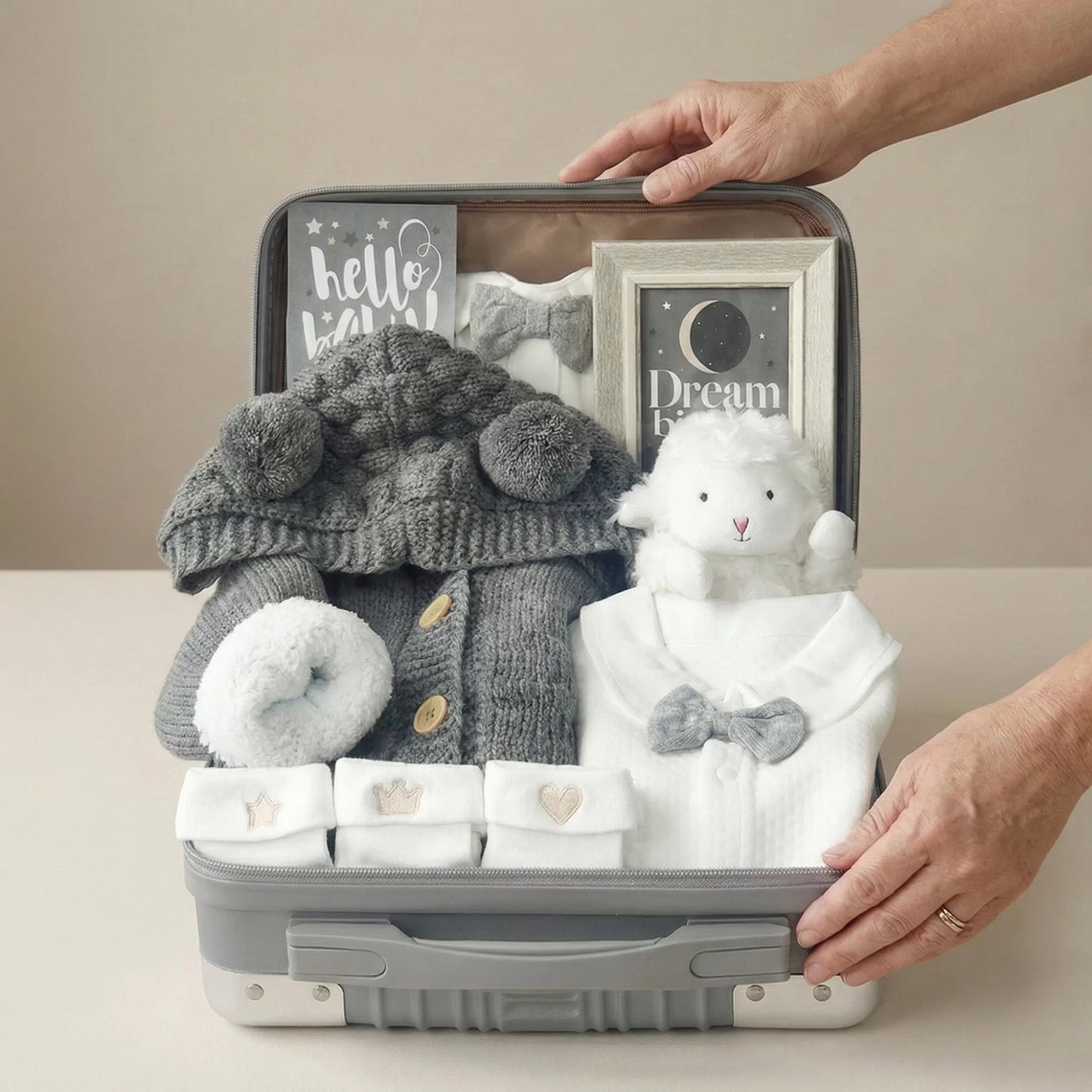 Fluffy Baby Gift Set in Keepsake Suitcase