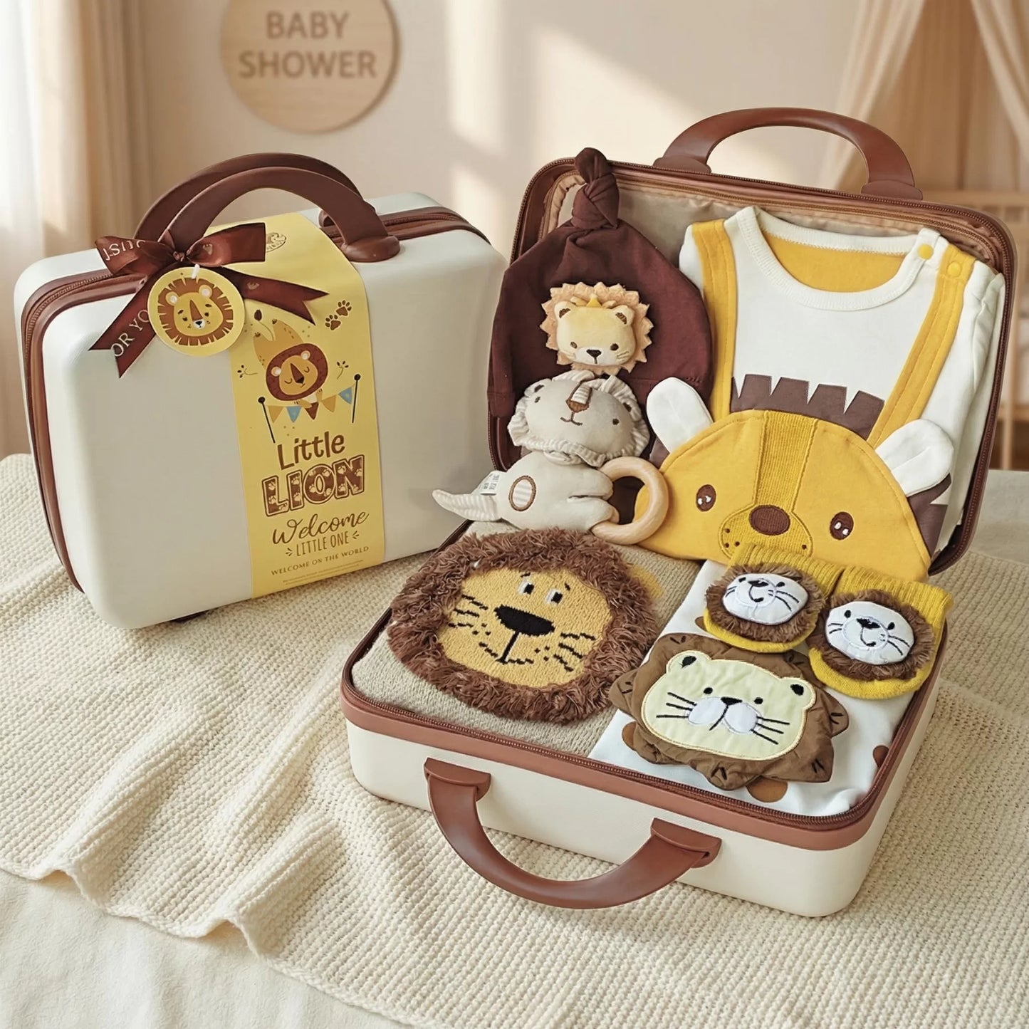 Lion Baby Gift Set in Keepsake Suitcase