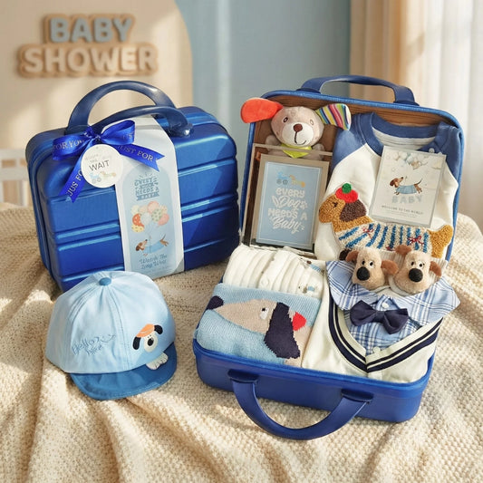 Puppy Baby Gift Set in Keepsake Suitcase