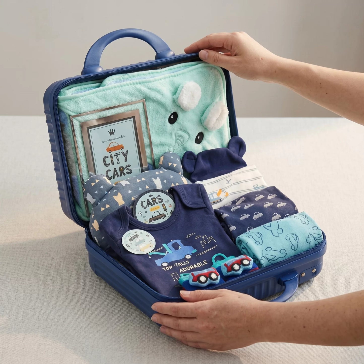 City Cars Baby Gift Set in Keepsake Suitcase