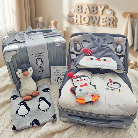 Penguin Baby Gift Set in Keepsake Suitcase