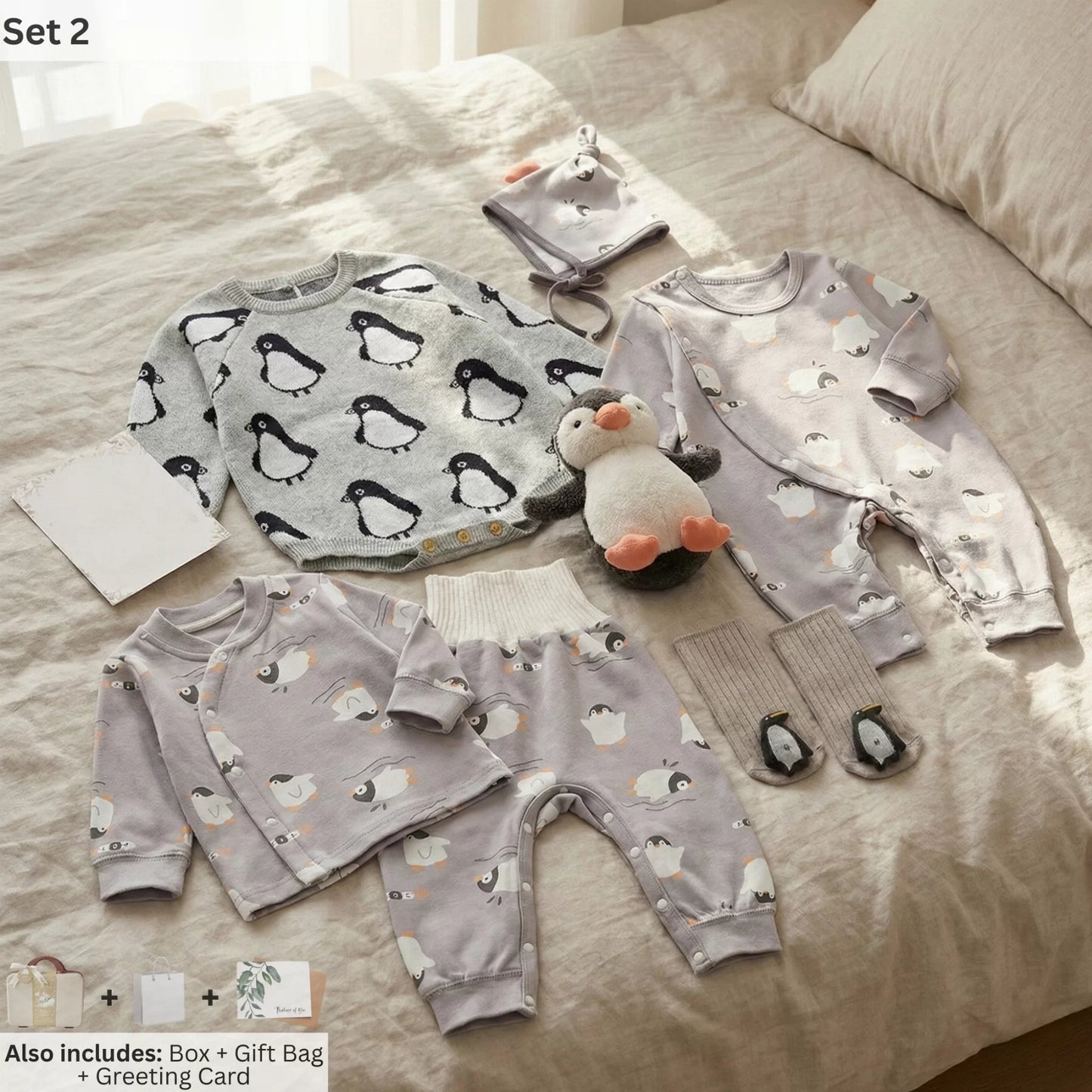 Penguin Baby Gift Set in Keepsake Suitcase