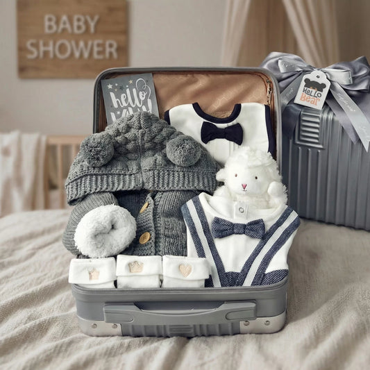 Fluffy Baby Gift Set in Keepsake Suitcase
