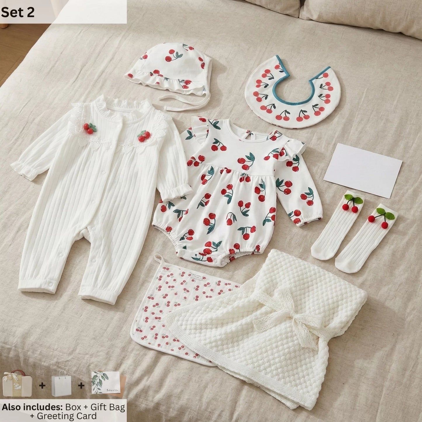 Cherry Baby Gift Set in Keepsake Suitcase