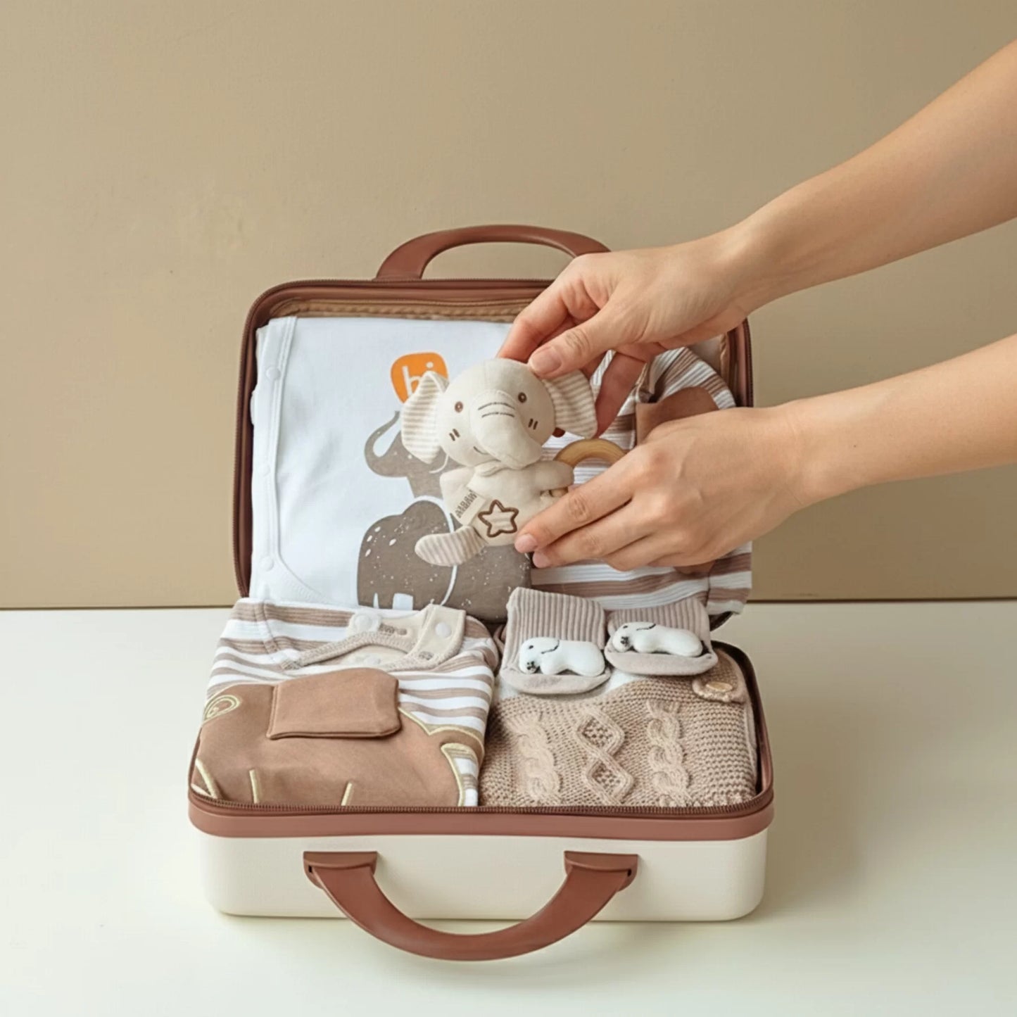 Elephant Baby Gift Set in Keepsake Suitcase