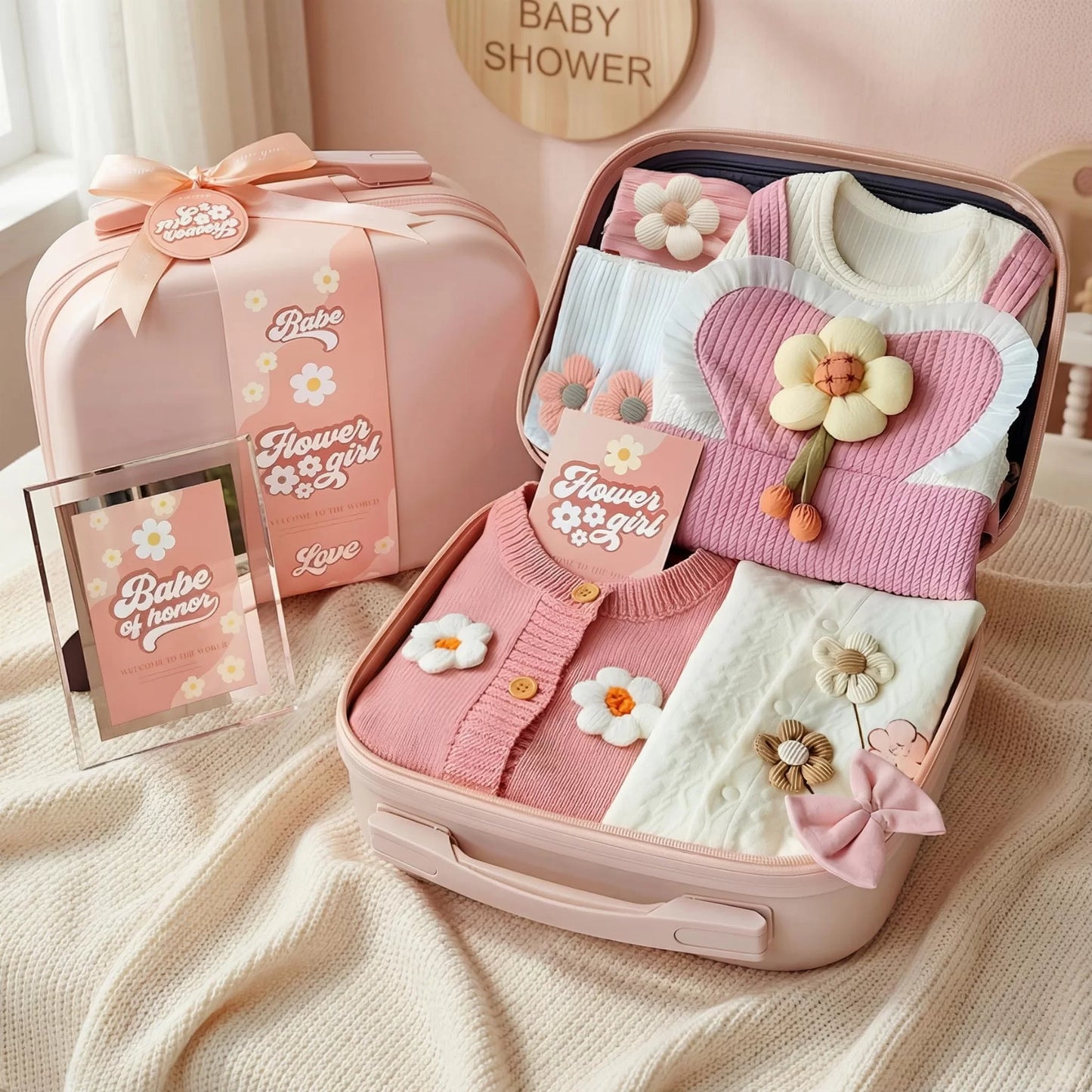 Flower Baby Gift Set in Keepsake Suitcase
