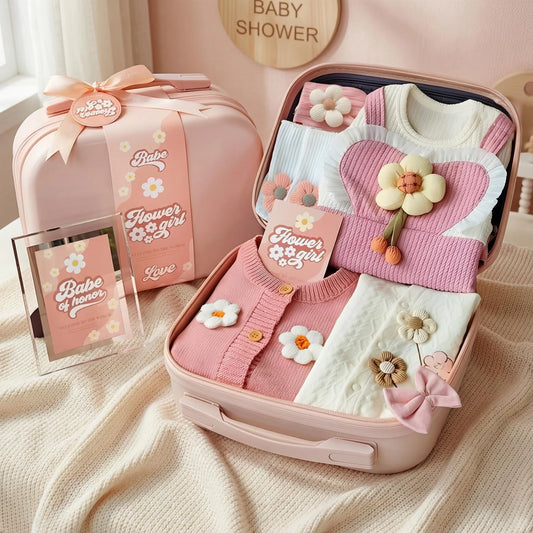 Flower Baby Gift Set in Keepsake Suitcase