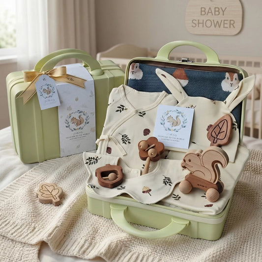 Squirrel Baby Gift Set in Keepsake Suitcase