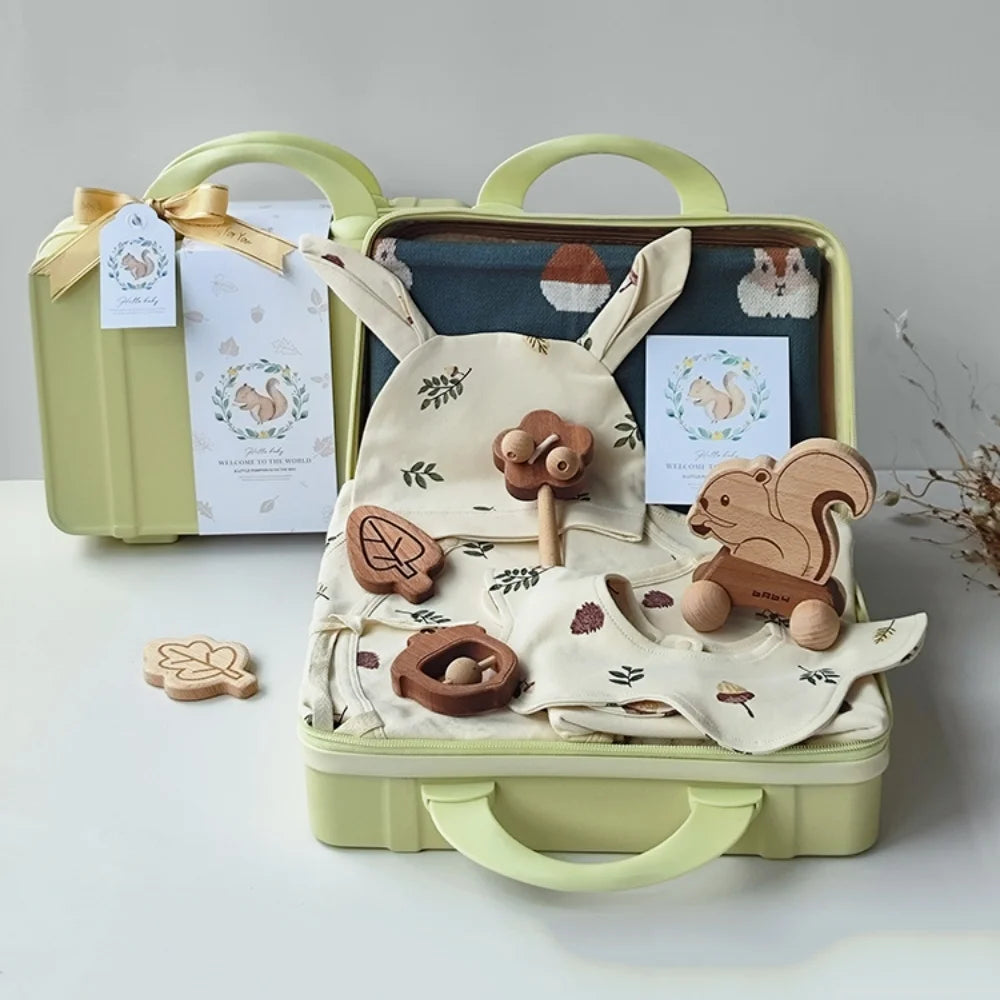 Squirrel Baby Gift Set in Keepsake Suitcase