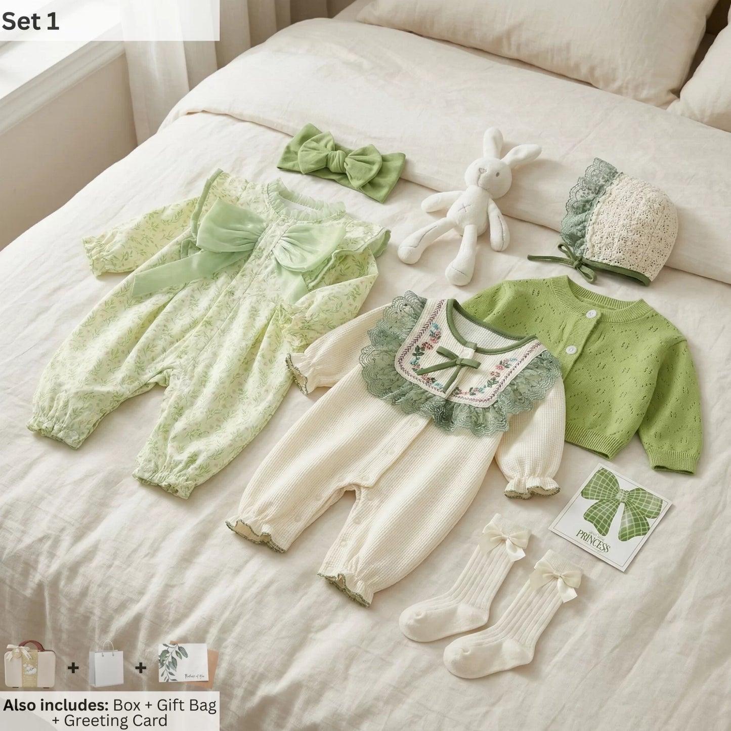 Green Fairy Baby Gift Set in Keepsake Suitcase