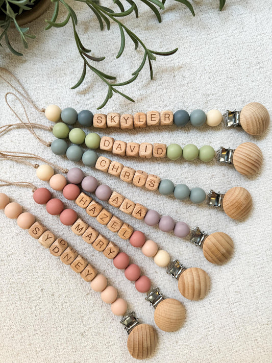 Personalized Pacifier Clip and Rattle set