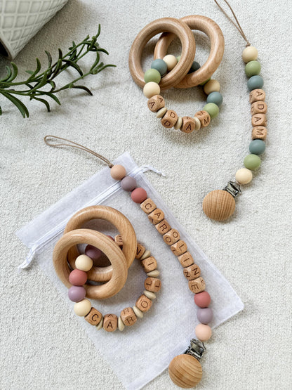 Personalized Pacifier Clip and Rattle set