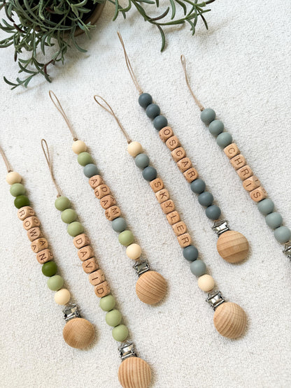 Personalized Pacifier Clip and Rattle set