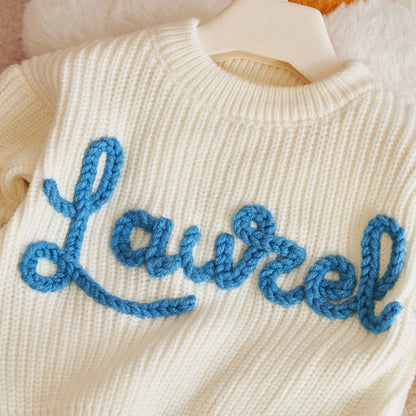 Hand-Embroidered Custom Name Baby Sweater