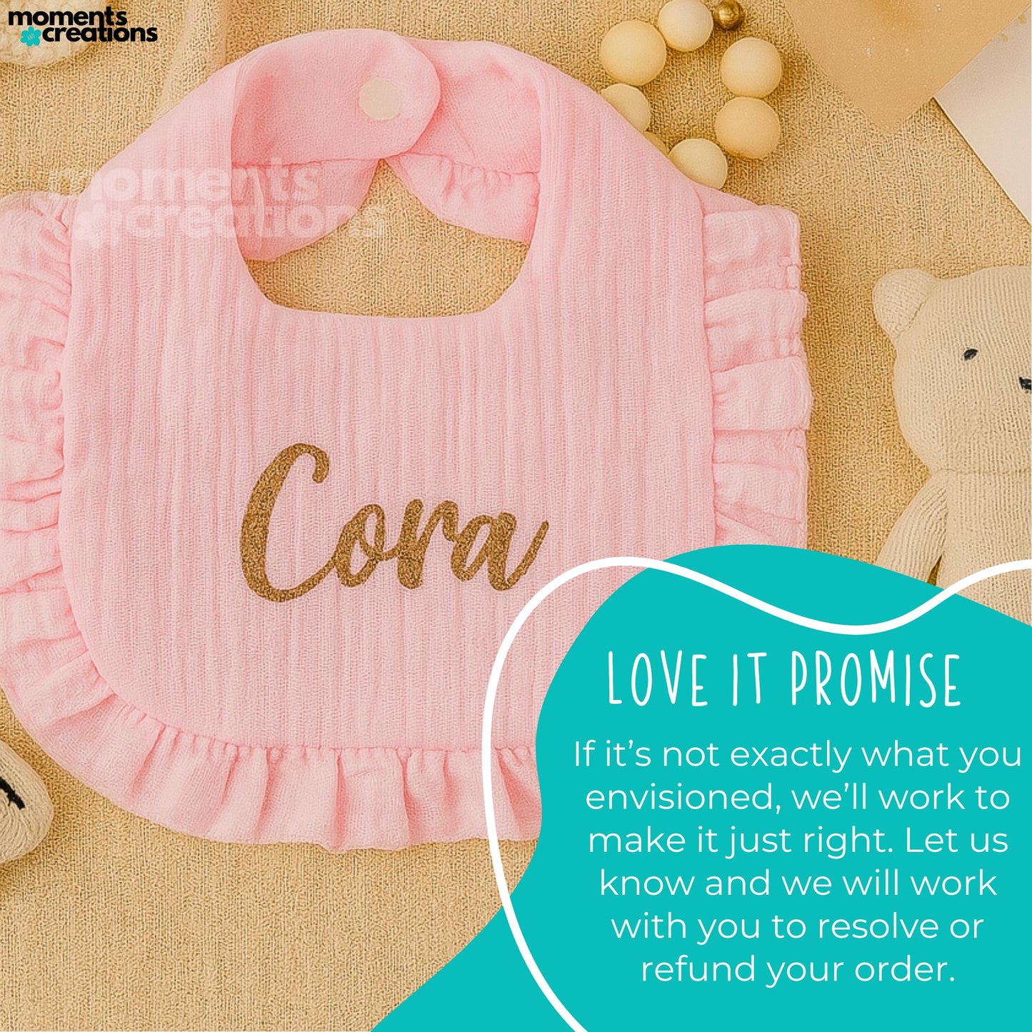 Personalized Name Embroidered Ruffle Baby Bib
