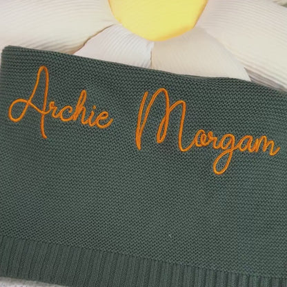 Personalized Knit Baby Blanket