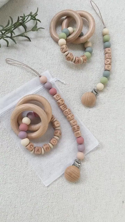 Personalized Pacifier Clip and Rattle set